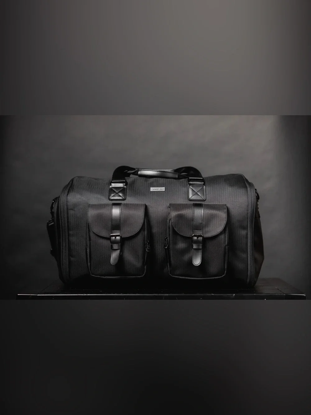 MVST Black Men’s Dual-Pocket Travel Duffel Bag